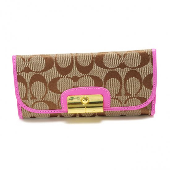 Coach Kristin In Signature Large Pink Wallets DVP | Coach Outlet Canada